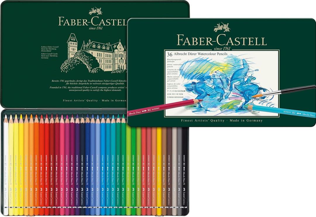 Faber-Castel FC117536 Albrecht Durer Artist Watercolor Pencils in A Metal Tin (36 Pack), Assorted