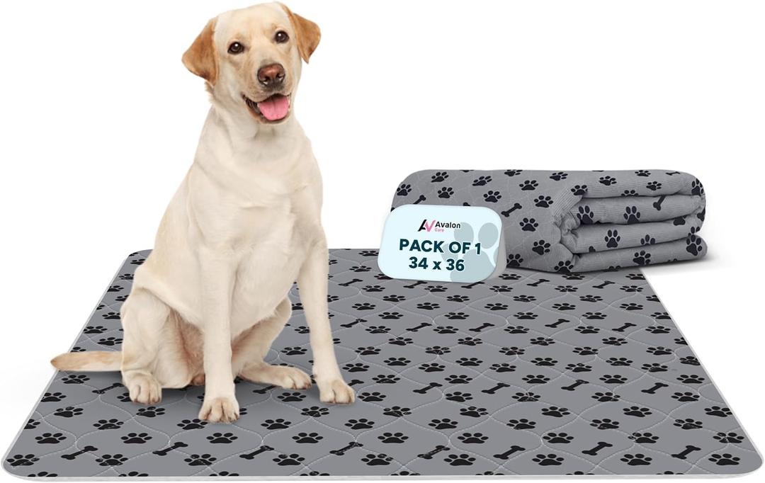 Washable Pee Pads for Dogs, 1 Pack 18"x24" Super Absorbent Dog Training Pads,100% Waterproof Non-Slip Dog Pads for Whelping, Reusable Puppy Pads to Protect Your Floor (34x36 Inches - PK 1)