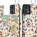 Shorogyt for Moto G 5G 2024 Wallet Case with Card Holder - Designer Dog Girl Pattern Kickstand Magnetic Clasp Back Flip Folio Leather Phone Cases for Women Men Girls for Moto G 5G 2024