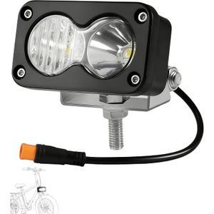 Electric Bike Headlight 20W 6000-6500K White High Beam, Waterproof 3-Pin Plug & Play, Mount Bracket Included, Compatible with Ridstar Q20/Q20 Lite/Q20 Pro, Ebike, Motorcycle & ATV