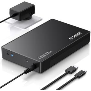 ORICO 3.5" External Hard Drive Enclosure SATA III to USB3.1 Type C for HDD Tool-Free Installation Supports UASP and 20TB Drives - Black