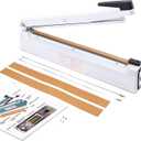 Metronic 16 inch Impulse Sealer, Manual Heat Sealer Machine for Plastic bags, Shrink Wrap Bags Sealer Heavy Duty Sealing Machine with Repair Kit, White