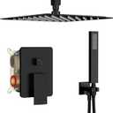 Ceiling Mount Shower System, Black Shower Faucet Set with 12-Inch Rain Showerhead and Handheld Spray Combo, High-Pressure Showerheads Set with Valve and Trim Kit, Matte Black