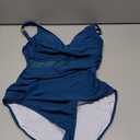 Women Mesh One Piece Swimsuit Tummy Control Sexy Bathing Suits V Neck Push Up Swimsuits Slimming Swimwear (Blue, L)