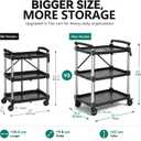 YITAHOME 3-Tier Large Folding Utility Cart w/Wheels(2 Brakes), 300lbs