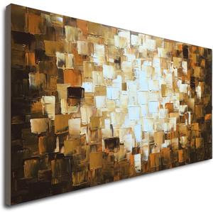 Textured Abstract Oil Paintings on Canvas Modern Art Decor for Wall (48L" x 24W")