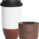 Bosmarlin Ceramic Travel Coffee Cup with Lid, 16 Oz, Portable Coffee Mug for Car Cup Holder, Microwave and Dishwasher Safe (White, 16 Oz)