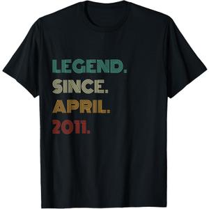 15 Years Old Legend Since April 2011 15th Birthday T-Shirt, M