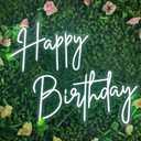 Large Happy Birthday Neon Signs LED Birthday Light Sign for Backdrop Birthday Party Decorations, Happy Birthday Light Up Sign with Dimmable Switch (Cool White)