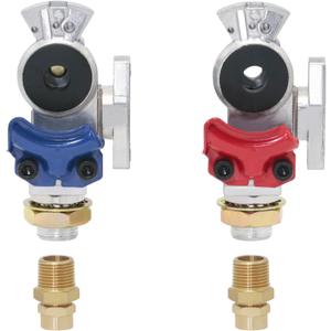 Shut-Off Aluminum Emergency Glad Hands with Filter Bottom Port Plugged for 3/8" Air Tube for Tandem or Double Truck Trailer Air Lines Brake System Pack 2