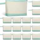 Silkfly 15 Pcs Cotton Canvas Makeup Bags Canvas Cosmetic Zipper Bags 10.2 x 5.5 x 2'' Blank DIY Pouch Bulk with Bottom Pencil Case Travel Toiletry Pouch for Women Gift (Beige and Green)