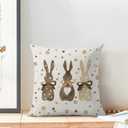 CXMEIFLY Easter Pillow Covers 22x22 Inch Set of 2 for Vintage Polka Dots Bunny Decor Throw Pillows Spring Bow Rabbit Outdoor Farmhouse Decorative Cushion Cases for Couch Bed Decoration