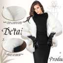 Zhanmai Winter Faux Fur Long Shawl Cloak Stretchy Satin Glove Opera Bridal Dance Gloves for Women Wedding Dress Party Coat (White)