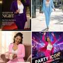 Aro Lora Women's 2 Piece Outfit Casual Solid Open Front Blazer and Pencil Pant Suits Set (Pink, L)