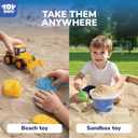 TOY Life 22 Pcs Dinosaur Beach Toys for Kids Ages 4-8 Collapsible Sand Toys with Construction Cars Silicone Bucket Shovels & Sand Castle Building Kit Molds, Sandbox Toy for Summer, Travel, Fishing