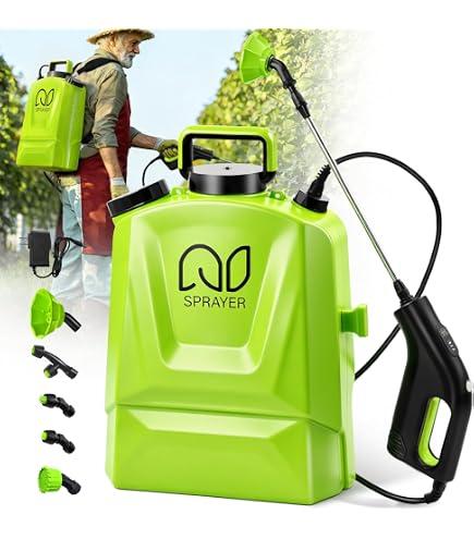 4 Gallon Battery Powered Backpack Sprayer, Adjustable Pressure Garden Sprayer with Digital Display & Padded Straps, Electric Sprayer in Lawn with 2.2Ah Battery, 5 Nozzles, Telescopic Wand
