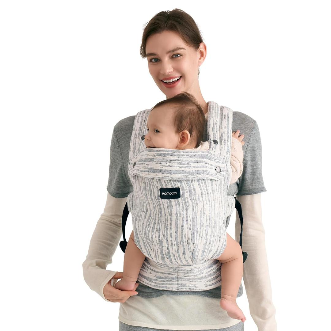 Momcozy Herihuge Baby Carrier - Crafted with Charming Jacquard Weaving, Durable, Stylish and Elegant, All-Day Comfort for Moms, Time Heritage Beige
