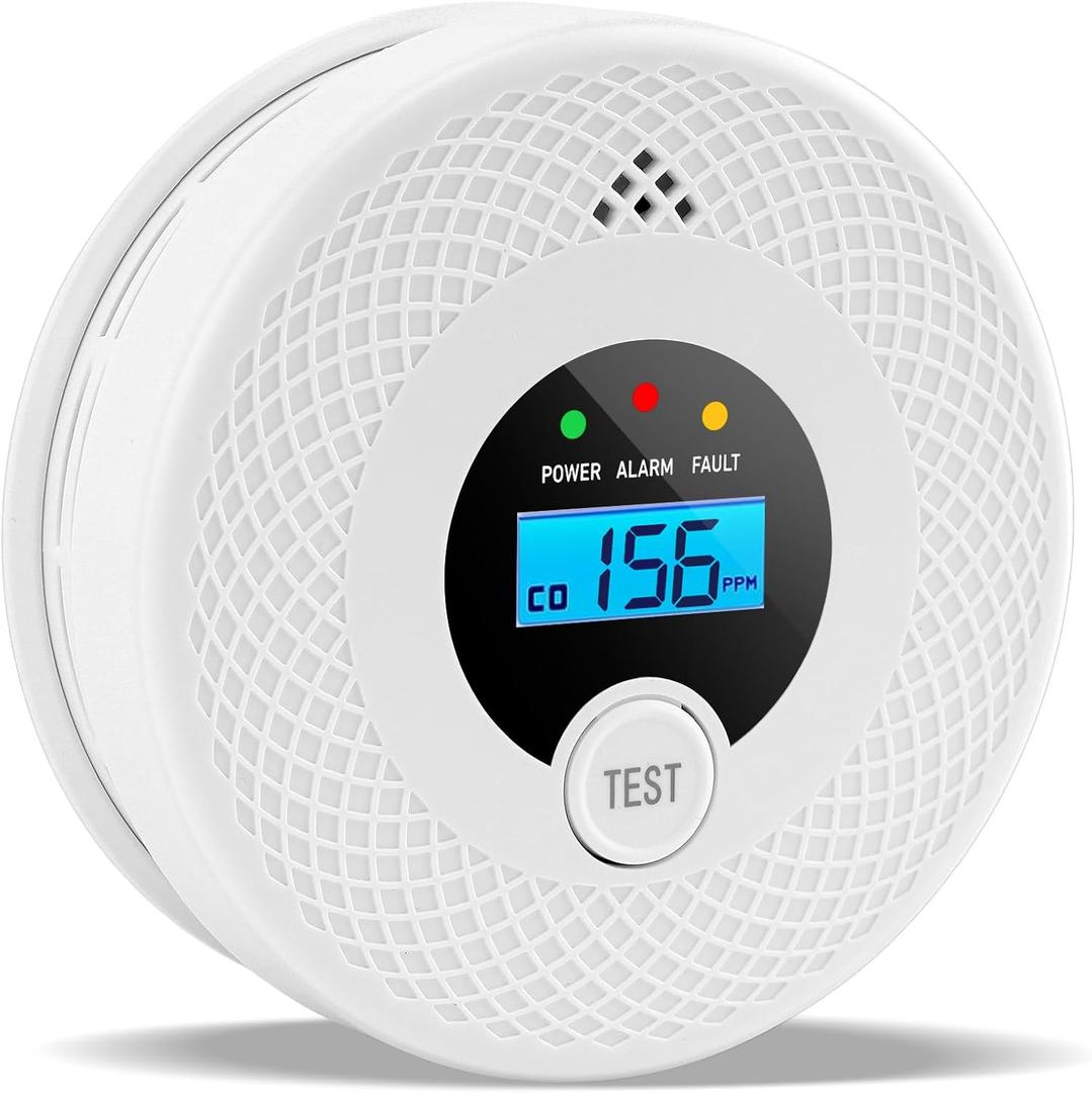 1 Pack Smoke and Carbon Monoxide Detector with LCD Display, 85dB Alarm, Test Button, LED Indicators, Battery-Operated Fire Alarm Smoke Detector for Home, Kitchen, Bedroom, Office