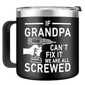 2 x Grandpa Gifts for Fathers Day - Funny Birthday Christmas Gifts for Grandfather from Granddaughter Grandson - 16 Oz Tumbler Mug black
