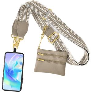 PAXMATE Phone Strap with Zippered Pouch - Clip and Go Crossbody Strap for Phone with Wallet - Ideal for Travel and Everyday Use - Color03
