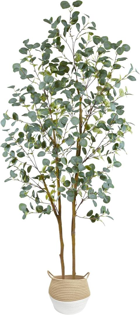Warmplants Artificial Eucalyptus Tree, 7ft Tall Silk Leaves Fake Plant with Basket for Outdoor Indoor, 83'' Faux Eucalyptus Trees for Home Office Livingroom Floor Dcor