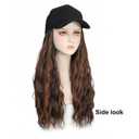 Synthetic Wig Hat with Natural Wave hair Extensions attached for woman Baseball cap wig mix brown curly wavy Hairstyle Adjustable Hat Wig (Mbrown, 22inch)