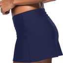 REKITA Women Swim Skirt Solid Color Waistband Skort Bikini Bottom (Black, XXL)
