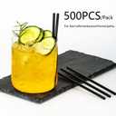 500Pcs Black Disposable Straws8.27 Straight Flat Straw,0.16 Diameter, For Kitchen,Bar,Club,Drinks, Milk, Soda, Party, Whiskey (500, 8.27'')