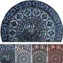 ubdyo Warm Stylish Front Door Mat - Low Pile Front Door Mat Outside Entrance - Muddy Dirt Trapping Welcome Matt Outdoor - Rubber Backing Anti Slip Indoor Doormat Entrance - Large 23" 'x 36" (Xl Blue Round)