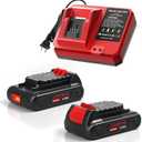 2 Packs 3.0Ah Replacement 20V Lithium Battery with Charger for Black and Decker 20V Max LBXR20, LB20, LBX20 Compatible with Extended Run Time Cordless Power Tools (Red)