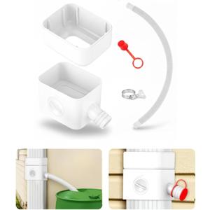 Downspout Diverter, Diverter for Downspout, Rain Barrel Diverter Kit Downspout 3"x 4" and 2"x 3", Rain Barrel Diverter Kit with Adjustable Valve, Diverts Water Into Rain Barrel,4.6ft Hose - White