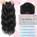 Hair Toppers for Women, 20 Inch Hand Tied Breathable Toppers Hair pieces for Women with Thinning Crown Curtain Bangs Mix Human Hair Clip in Curly Lightweight Wiglets(Black)