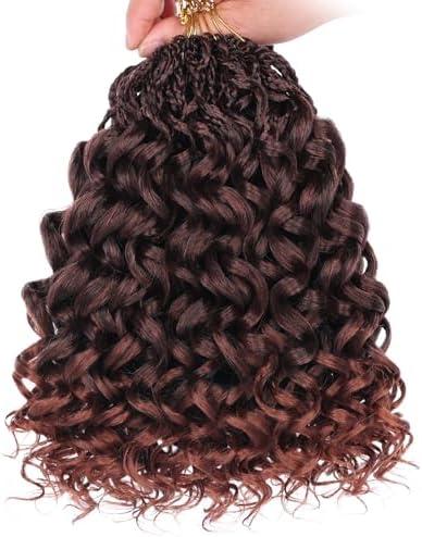 Leeven 5 Packs Gogo Curl Crochet Hair 10 Inch Ombre Ginger Ocean Wave Crochet Hair Copper Red Pre Looped Curly Goddess Box Braids Synthetic Beach Curl Braiding Hair for Women