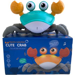 HUT Crawling Crab Baby Toy with Light Up for Kids Toddlers, Musical Toy with Automatically Avoid Obstacles, Sensory Walking Crab Toy for Kids, Tummy Time Crab Pet Toy Gift (Green)