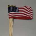 TUTARE 50 American Flags on Stick - Handheld Spearhead US Flag for 4th of July, Memorial Day Event Decorations - Patriotic Decor for Indoors & Yard - Wooden Stick, Cotton Fabric (4"X6" - 12 Pack)