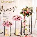 Nuptio Black Vase Plant Stand - 3 Pcs Tall Flower Vases for Wedding Birthday Party Centrepieces - Metal Column Display Table Rack Indoor Corner Flower Stand for Living Room Decor(15.7/23.6/31.5in)