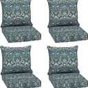 Arden Outdoor Deep Seat Cushion Set (4-Pack), 22 in x 24 in, Weather-Proof, Rain-Proof, Fade Resistant Patio Cushion for Chair, Sofa, and Couch Sapphire Aurora Blue Damask