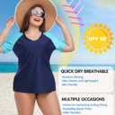 FOREYOND Plus Size Rash Guard Shirt for Women Short Sleeve Swim Top UV UPF 50+ Sun Protection Summer Swim Shirts Swim Suit (XXXL)