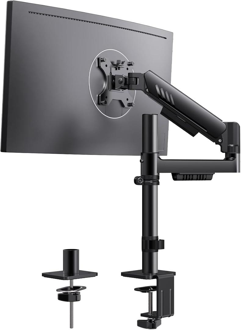 ErGear Single Monitor Arm, Adjustable Desk Gaming Monitor Mount for 13-34 Screens, Up to 19.8 lbs, Enhanced Stability with Integrated C-Clamp, Upgraded Cable Management, VESA 75x75/100x100mm, Black