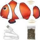 Moving Cat Kicker Fish Toy, Realistic Flopping, Wiggle Fish Catnip Toys, Motion Kitten Toy, Plush Interactive Cat Toys, Fun Toy for Cat Exercise (Unique, Nemo)