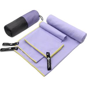 Eunzel Quick Dry Camping Towel, Microfiber Travel Towel 3 Size at 1 Pack,Fast Drying Towel Set for Camping, Beach, Gym, Sports, Yoga & Swimming Pool, Taro Purple