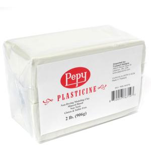 Pepy Reusable and Non-Drying Oil-Based Plasticine Modeling Clay, White, 2 Pounds, Sulfur-Free & Non-Toxic, Great for Kids, Beginners, and Artists, Perfect for Arts and Crafts Projects