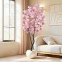 Faux Pink Cherry Blossom Tree 6.5ft(78in) Artificial Pink Silk Flower Tree Lifelike Large Fake Floral Tree for Wedding Realistic Elegant Cherry Sakura Plant in Pot for Home,Living Room,Office