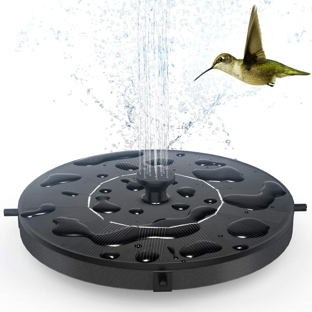 Solar Fountain, Floating Solar Powered Water Fountain Pump for Bird Bath, Garden, Pond, Pool, Outdoor (1W)