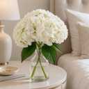 8Pcs White Hydrangea Artificial Flowers for Outdoor Planters