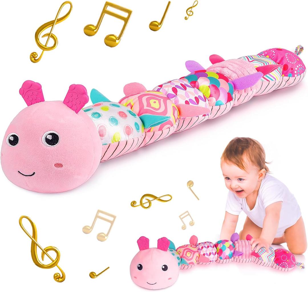 Sumobaby Infant Baby Musical Stuffed Animal Activity Soft Toys with Teether, Multi-Sensory Crinkle, Rattle and Textures, for Tummy Time Newborn 0-3-6-12 Months Boys, Girls, Crocodile (Alligator)