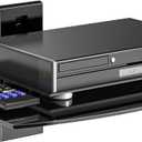 WALI Floating TV Shelf, 1 Tier Glass Projector Shelf for DVD Players, Routers, Game Consoles, Cable Boxes, Living Room Decor, Wall Mount Shelves Hold Up to 17.6lbs (CS201B), 1-Shelf, Black