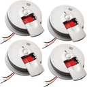 Kidde 21007588 Hardwired Interconnectable 120-Volt Smoke Alarm with Battery Backup, 4-Pack