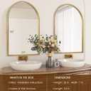 Arched Wall Mirror for Bathroom - 24"x36" Metal Beaded Frame Decorative Accent Mirror, Large Modern Rustic Distressed Hanging Wall Decor for Washroom, Bedroom, Living Room, Entryway, Antique Gold