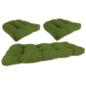  3-Piece Veranda Hunter Green Solid Tufted Outdoor Cushion with 1 Wicker Bench Cushion and 2 Wicker Seat Cushions